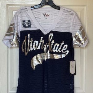 UTAH STATE SPORTS FAN TOP WOMEN SIZE M NWT
